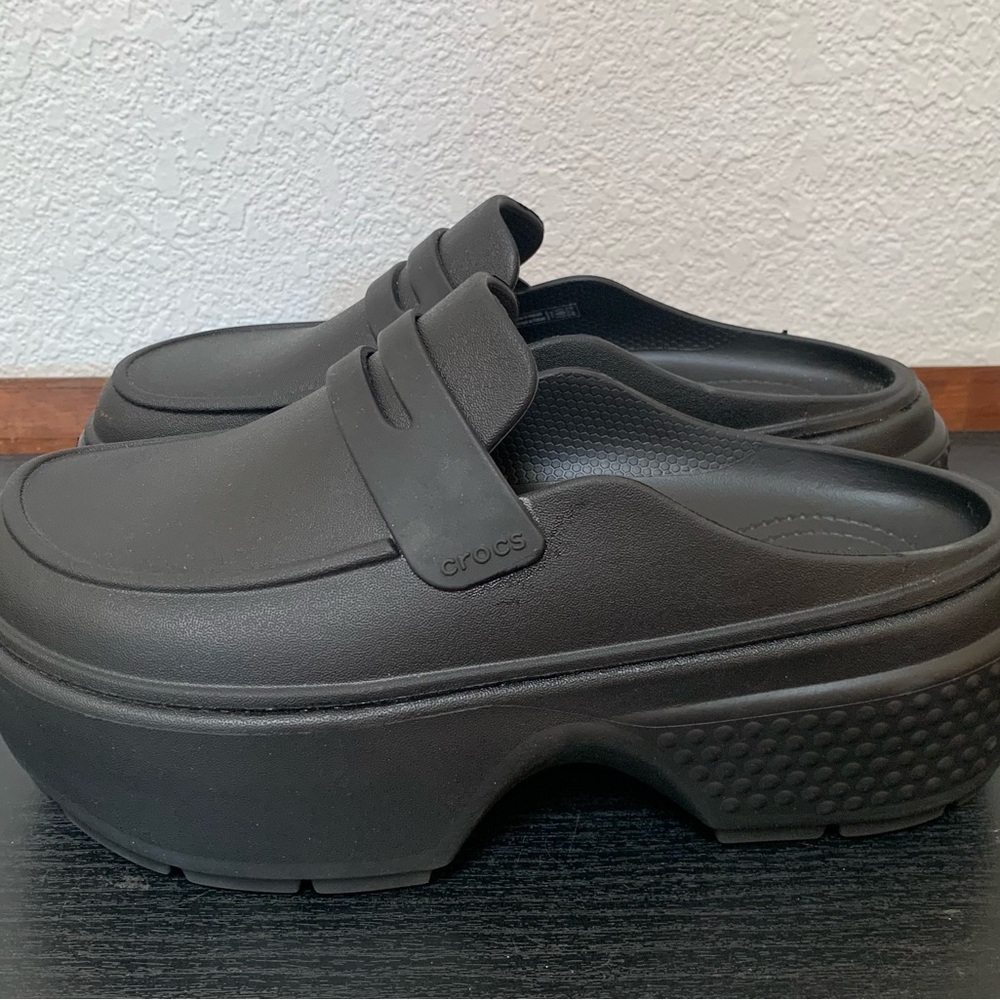 CROCS Black Elevated Slip-Ons